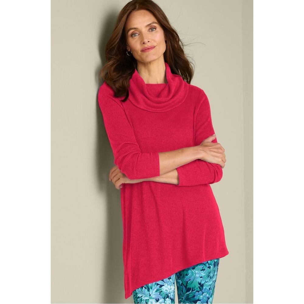 SOFT SURROUNDINGS Rib Knit Cowl Neck‎ Tunic size M